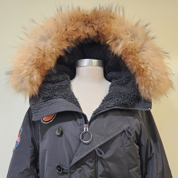๐ฅHOT ITEM!๐ฅMOUSSY Termolite Flight Patchwork Shearling/ Asiatic Racoon Parka - Picture 8 of 16